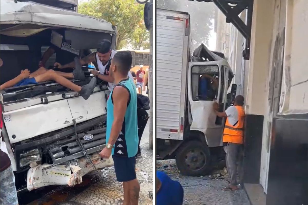 caminhão desgovernado atinge muro de São Januário