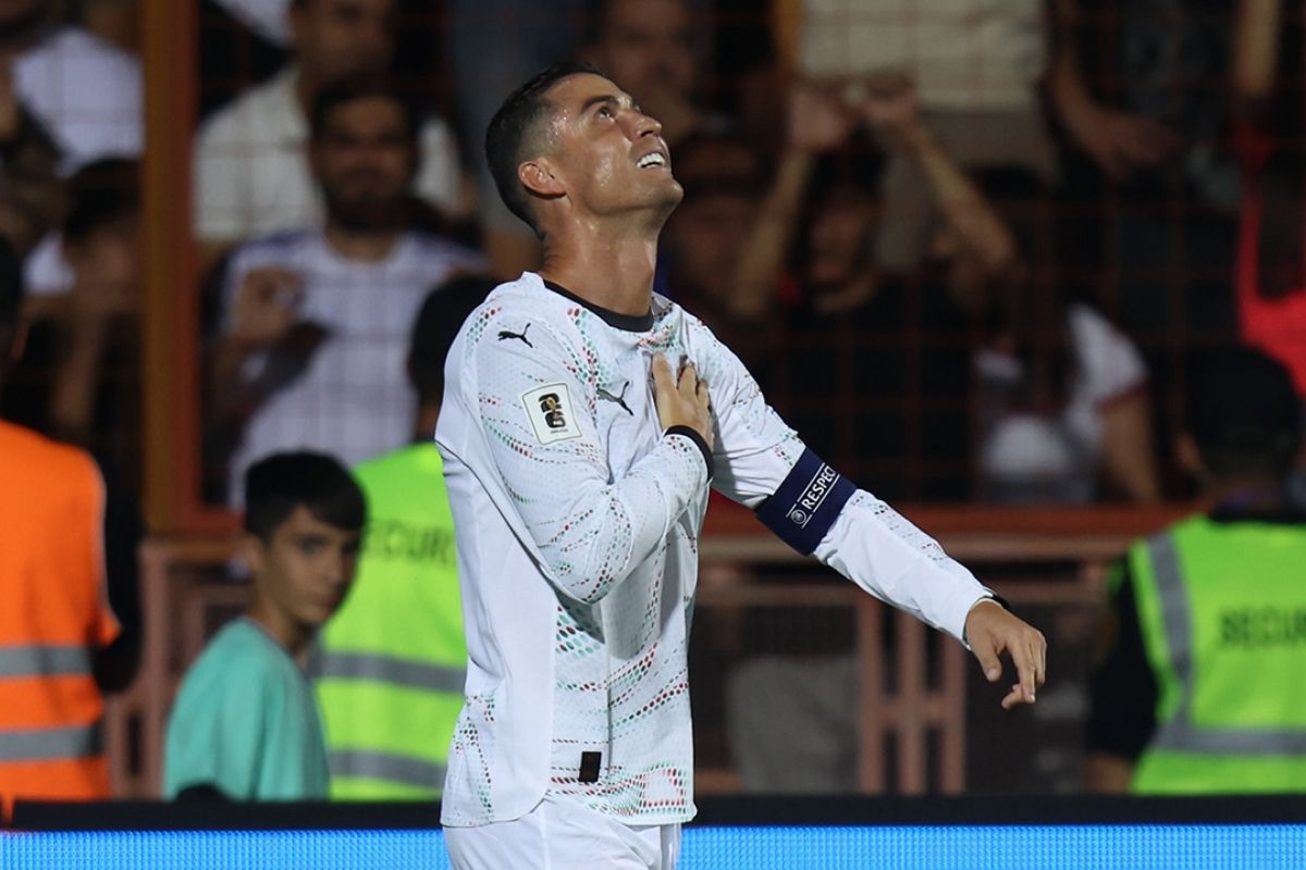 Cristiano Ronaldo comemorando gol por Portugal. Foto: DIvulgação X/@UEFAEURO
