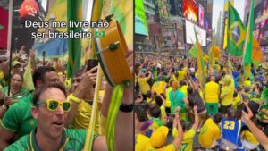 "Deus me livre não ser brasileiro": torcida faz festa na Times Square antes da estreia do Brasil